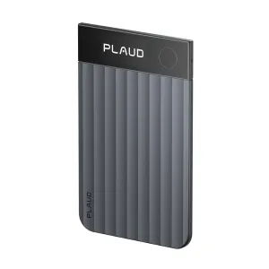 PLAUD Note Pro slim AI transcription device in black with textured front and circular detail