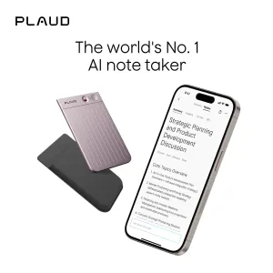 Enregistreur vocal IA PLAUD Note avec application de notes pour smartphone et étui magnétique, finition Starlight