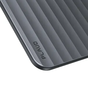 PLAUD Note Pro gray portable transcription device with ribbed texture and rounded edges in close-up