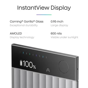 PLAUD Note Pro with InstantView 0.95-inch AMOLED display, shown in black with a slim rectangular design