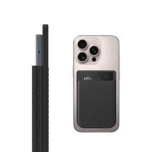 PLAUD Note Pro magnetic transcription device attached to a beige smartphone, shown from back and side