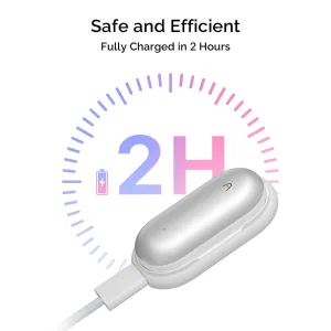 Kit de charge PLAUD NotePin avec station d’accueil magnétique et câble USB-C, affiché avec un visuel de charge complète en 2 h
