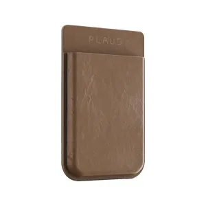 Étui magnétique PLAUD Note en finition marron effet cuir, avec logo en relief et design protecteur à rabat