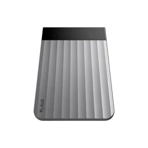 PLAUD Note Pro voice recorder in silver and black, shown front-facing with a compact ridged design.