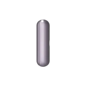 PLAUD NotePin S enregistreur vocal compact en gris métallisé, présenté à la verticale sur fond blanc.