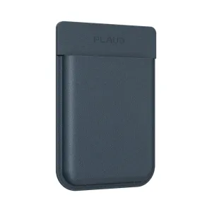 Funda de cuero magnética para PLAUD Note en azul oscuro, con logotipo en relieve, diseño fino con costuras y acabado texturizado