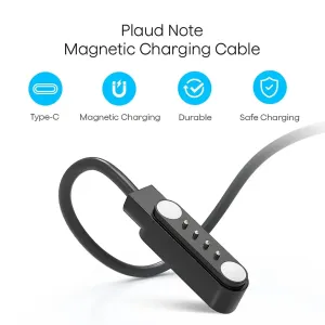 Cable de carga magnético PLAUD Note con conector USB-C y extremo de carga magnético sobre fondo blanco